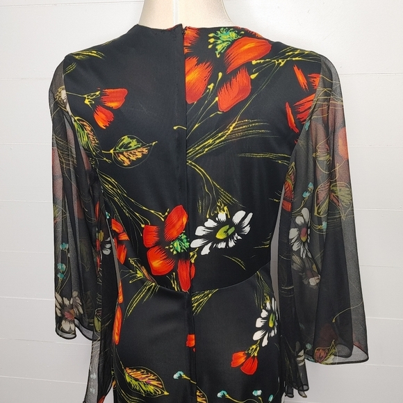 Vintage 70's angel wing sleeves maxi dress S/M - Picture 7 of 13